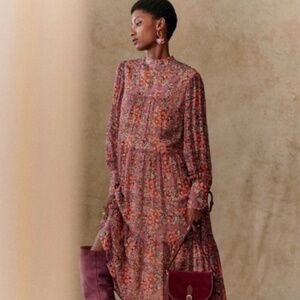 Sezane Elanor Dress Fleurs Violettes - Size 34